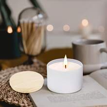 56 peças/12 conjuntos Latas de Velas Brancas, Potes de Vela Brancos Foscos de 4 Onças com Tampas Estampa de Madeira para Fazer Velas, Suportes de Pavio, Adesivos de Pavio para Fazer Velas, Artesanato DIY, Armazenamento de Pequenos Itens