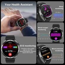 GUHUAVMI 2025 New ECG+PPG Smart Watch GT5 For Men Women, 1.43inch(3.63cm) 466*466 AMOLED Screen, With Bluetooth Call, SOS, Message Push, Multi-Sports Mode Smartwatch, Healthy Smart Watch With Heart Rate/Blood Oxygen/Blood Lipids/Uric Acid/Micro Physical Examination, Etc. For Android IOS, Valentines Gifts