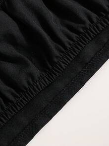 Girls' Summer Fashion Floral Decor Halter Top & Rose Button Skirt Set - Black - View 8