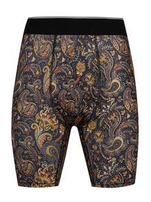 Men's Fashion Paisley Print Boxer Briefs - Navy Blue - View 1