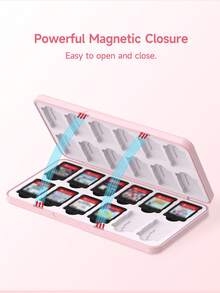 24 卡槽游戏卡带盒，游戏配件兼容新款 Switch 2 (2025) / Switch NS / Switch OLED / Switch Lite 游戏机，可容纳游戏卡和 Micro SD 卡 - 彩色 - 查看 9