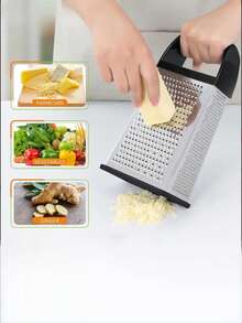 Stainless Steel Box Shaped Slicer With Handle -4-Sided Cheese Chopper, Vegetable Slicer, And Fruit Slicer - A Manual Kitchen Tool For Potatoes, Carrots, Cucumbers, And Ginger, A Multifunctional Vegetable And Cheese Slicer, A Manual Food Four Sided Chopper, Suitable For Kitchen Use