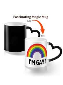1 pièce Mug à café en céramique "Je suis Gay" arc-en-ciel sensible à la chaleur - Tasse de farce originale pour la communauté LGBTQ, cadeau drôle et unique pour les hommes, petit ami, meilleurs amis. Aucune électricité nécessaire, idéal pour Noël, la Saint-Valentin, les anniversaires
