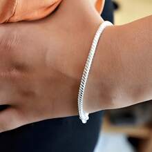 1 Stück ikonischer Moment Schlangenketten Charm Armband, 925er Silber beschichtet, passend für alle Charm Schlangenketten Armbänder, Schmuck für Frauen zu Valentinstag, Muttertag, Geburtstag, Weihnachten