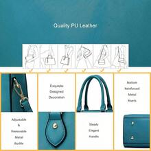 CHICAROUSAL Crossbody Purses And Handbags Women PU Leather Tote Top Handle Satchel Shoulder Bags - Blue Green - 查看 7