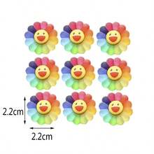 30/60PC Cute Sunflower Charms Ornaments Flatback Rainbow Flower Resin  Faces Charms Bulk Creative Decor For DIY Hair Accessories & Phone Cases - 30PCS - 查看 8