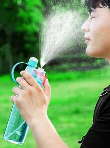 1 Pc Of 600ml Sports Spray Water Cup, Press Type Water Spray, Portable Water Bottle, Outdoor Sports, Fitness, Effective Temperature Reduction, Moisturizing, Men's And Women's Water Bottles, Suitable For Home, Outdoor, Gym