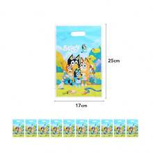 Bluey 10个/30个/50个装 新款布鲁伊生日派对用品礼品袋组合 卡通动物铝膜礼品袋手提袋，派对礼物，派对装饰 - 彩色 - 查看 2