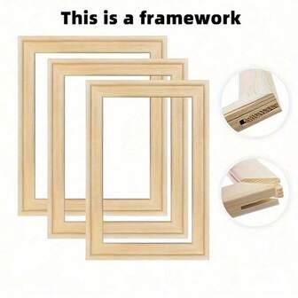 4pcs/Set DIY Oil Painting Frame Decorative Painting Solid Wood Inner Frame Bars, Combination Assembly Wooden Frame For Canvas Oil Painting, Diamond Painting, Calligraphy Painting (4pcs Unassembled Frame Bars)