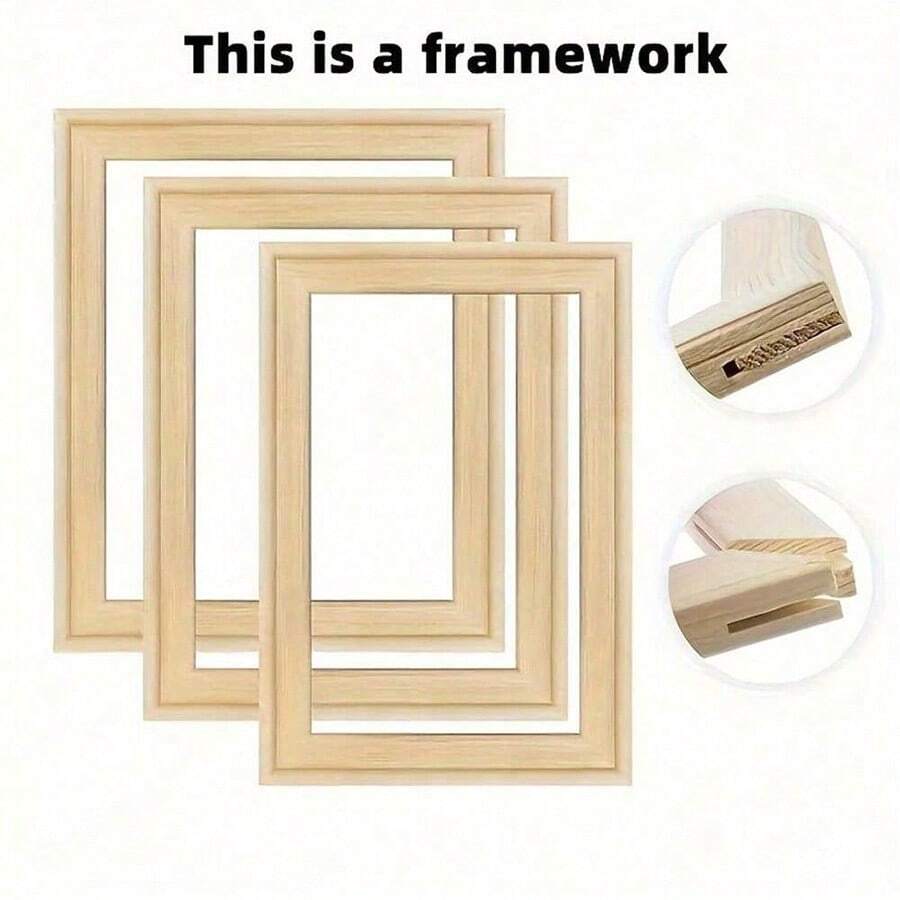1 Set DIY Oil Painting Frame Decor Real Wood Inner Frame, Numbered Painting Frame Assembly Kit, Canvas Wood Frame, Thick Wood Molding For DIY Oil Painting, Art Canvas, Diamond Painting, Calligraphy Practice (4 Unassembled Frame Bars)
