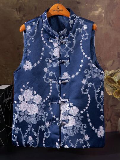Blusa sin mangas con cuello alto y estampado floral para mujer, ideal para primavera/verano. Elegante chaleco tipo cardigan con botones y bolsillos, adecuado para uso diario, casual, social, vacaciones, eventos y festivales