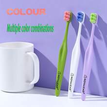 1 pieza Cepillo de dientes para adulto con cerdas suaves de color caramelo, antibacteriano, color aleatorio para decoración del baño del hogar en verano