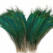 10/20pcs Artificial Peacock Feathers - Realistic Green And Blue Feathers, 11.81-15.75 Inches Long, Made Of Polyester Fiber, Ideal For DIY Crafts, Vase Fillers, Party Decorations, Weddings And Home Decor, Party Decorative Feathers | Realistic Feather Effect | Durable Polyester, Peacock Feather Decor