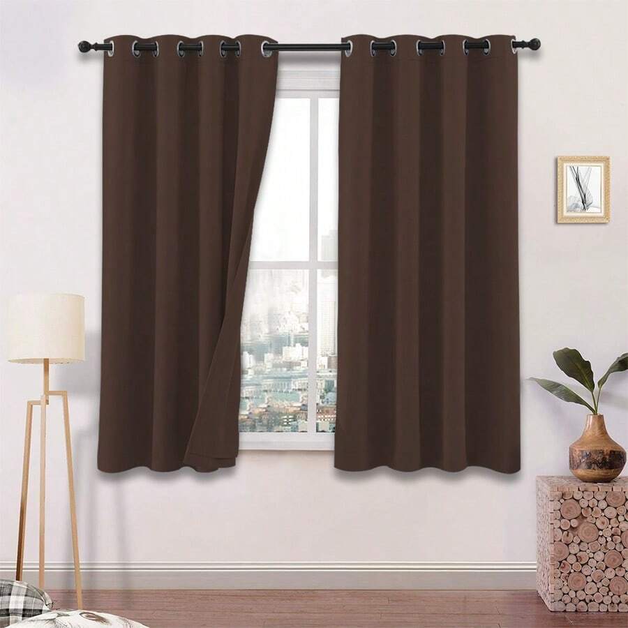 Juego de Cortinas Blackout 275cm Ancho X 160cm Alto - En 2 Páneles - Marrón Chocolate - Ver 1