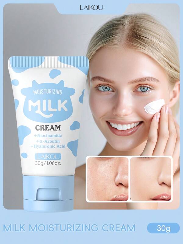 LAIKOU 1 Pc LAIKOU Milk Moisturizing Cream 30g,Skin Repair Face Cream Whitening Moisturizing Face Lotion Minimize Pores Facial Moisturizer For Women All Skin Types For Travel, Camping, Hiking, Climbing, Outdoor