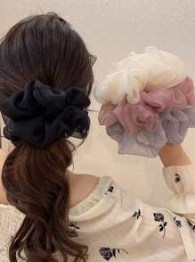 Plain Color Mesh Scrunchies, Minimalist Versatile Hair Ties