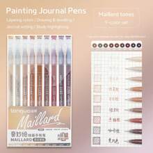 1 Box 9 Colors High Capacity Drawing Pens: Multi-Colors, Gel Ink, Suitable For Student Journals, Scrapbooking, Graffiti Coloring, Highlighter Marker Pens, Great For Office, Thanksgiving, Christmas, Back To School Season