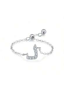 1 Stück 925 Sterling Silber eleganter & einfacher arabischer Buchstaben Ketten-Verstellbarer Ring als Geschenk für Frauen, Hochzeit, Geburtstag, Muttertag - Brief - Übersicht 51