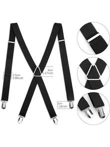 男士吊带可调节背带带 4 个强力金属夹弹性 X 型背部重型吊带男女皆宜