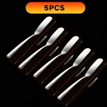 Juego de 3/5 cuchillos de mantequilla elegantes de acero inoxidable - Cuchillos multiuso para queso, crema batida, mermelada, pasteles, cocina y comedor, cuchillo de mantequilla de alta gama, aptos para lavavajillas, color plateado brillante