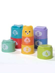 Tazas apilables educativas para niños de colores aleatorios, juguete torre arcoíris para niños, tazas apilables de anillos para niños, juguetes de playa, regalos de festivales, regalos de cumpleaños (color aleatorio)