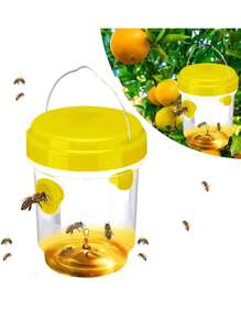 1 pezzo Trappola per insetti da esterno in plastica trasparente, trappola per mosche della frutta, trappola per cattura di insetti con coperchio - Senza alimentazione elettrica, Cattura efficacemente mosche della frutta, vespe e afidi, Design trasparente per un facile monitoraggio, Trappola per catturare gli insetti