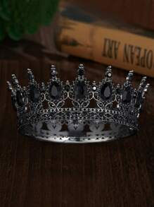 1pc Bride Gold Crown Headpiece, Crystal Princess Tiara, High-End Wedding/Birthday Crown