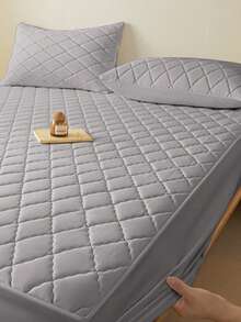 2件加厚绗缝斜条纹浅灰色枕套，2件简约现代亲肤透气柔软斜条纹防水绗缝枕套，卧室纯色吸湿排汗枕套，防尘枕头保护套，拉链式柔软枕套，床上用品 - 淺灰色 - 查看 6