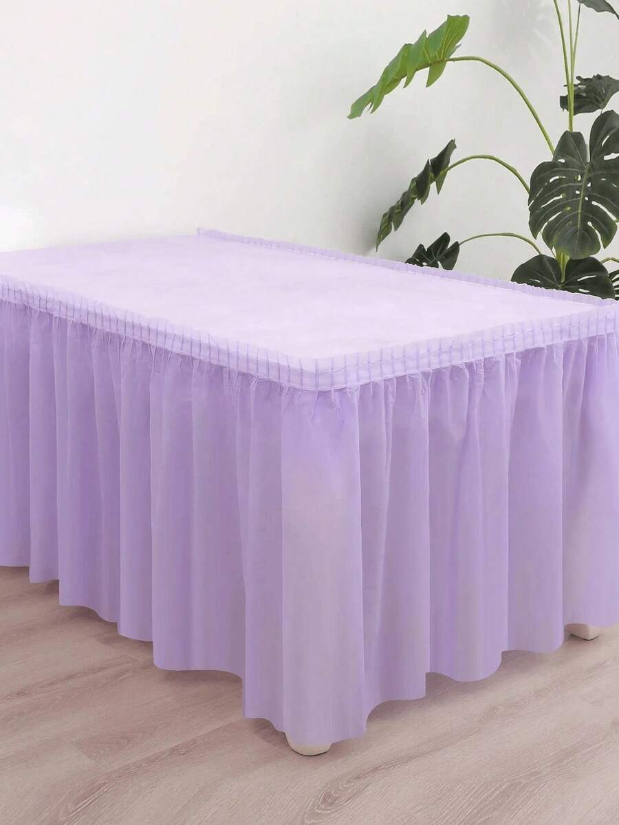 2pcs Plastic Table Skirt Set, Including 137 X 274cm Plastic Tablecloth And 426 X 73cm Disposable Table Skirt, Suitable For Weddings, Parties, Anniversaries, Birthdays And Various Themed Events - Purple - View 1