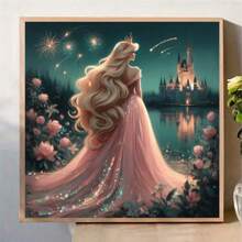 Disney Set de Kit de pintura de diamantes 5D con diseño de tema de princesa de dibujos animados, kit de pintura de diamantes completo que estimula la imagen de mosaico arte de pared manualidades para decoración del hogar, decoración de fiesta de vacaciones, regalo hecho a mano perfecto