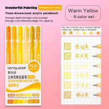 6 Colors Languo Feutre Acrylique Paint Markers Pens Stationery Acrylic Gel Pen 1.0mm For Rock Ceramic Glass Wood Drawing Writing Art School Supplies