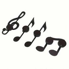 Set di 4 supporti a parete in metallo nero per candele, con simbolo musicale, supporti da parete per candele, ideali per matrimoni, portico, sentiero, decorazione della casa, della stanza, da regalo
