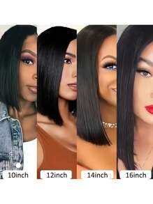 Perruque Bob à front en dentelle, cheveux mélangés 13x4 Perruque Bob transparente sans colle Cheveux courts droits Perruque Bob frontale pour Pré-peignés avec des cheveux bébé Raie sur le côté Densité de 180% 6-16 pouces (Perruques mélangées - Un mélange de cheveux humains et synthétiques) Perruques de cheveux humains/Perruque de cheveux humains pour femmes/Perruques de cheveux humains à front en dentelle/Perruques sans colle/Nœuds blanchis/Perruques Bob de cheveux humains/Perruques de cheveux humains pré-peignées/Perruque en dentelle/Costume de fête/Halloween