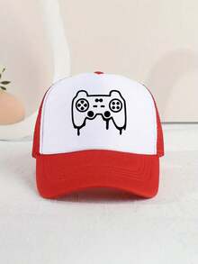 1 件装儿童透气防晒棒球帽，可爱游戏图案印花，泡沫网眼遮阳帽休闲运动太阳帽