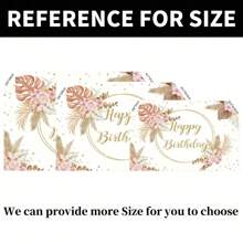 A Piece Of Birthday Background Boho Pampas Floral Gold Dot Background Party Decoration Banner For Theme Decoration, Birthday Party Decoration, Indoor And Outdoor Decoration Background Wall