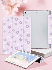極簡紫色與白色花卉圖案保護殼，相容 iPad Air4/5 10.9 吋、7/8/9/10.2 吋、第 10 代，相容 Kindle Paperwhite 第 12 代 2024、Kindle (第 11 代) 2022 發行版，相容 Galaxy Tab S6 Lite 10.4 吋，具備自動睡眠/喚醒功能，多款可選 - 彩色 - 查看 4