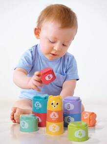 Tazas apilables educativas para niños de colores aleatorios, juguete torre arcoíris para niños, tazas apilables de anillos para niños, juguetes de playa, regalos de festivales, regalos de cumpleaños (color aleatorio)