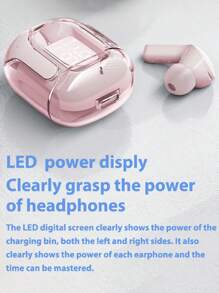 Original Packaging T2 Wireless Bluetooth Headset Transparent Headphones ENC LED Power Digital Display Stereo Sound Earphones For All Smartphones