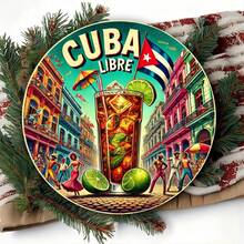 1pc Vintage Freedom Metal Sign, 2D Printed Round Metal Wall Plaque 8x8 Inches, Retro Cuban Art Decor, Suitable For Indoor And Outdoor Use, Great For Home, Farm, Restaurant, Garden, Bar, Cafe, Gym, Ideal For Home, Restaurant, Cafe, Garage Decoration, Various Designs, Home Decor, Room Decor, Wall Decor, Birthday Gift, Graduation Gift - Multicolor - View 5