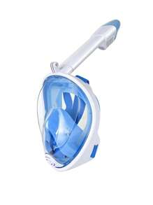 1 Set Full Face Snorkel Mask, Comes With 1 Pair Of Ear Plugs, Utilizes Latest Dry Top System, Foldable 180 Degree Panoramic Snorkel Mask With Camera Mount, Breathing, Anti-Leak And Anti-Fog Adult Snorkeling Gear, Beach Essentials, Beach Accessories, Pool Float