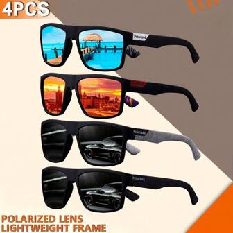 4 Pairs Square Frame Decorative Glasses, Fashion Eyewear Suitable For Daily Wear, Travel, Gift For Family & Friends For Summer Beach Vacation,Outdoor,Travel