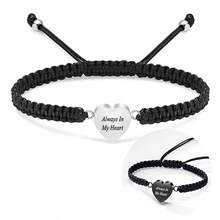 Pulseira de urna para cinzas, joias de cremação, corda trançada, pulseira ajustável, pulseiras memoriais de aço inoxidável, suporte para cinzas, joias de lembrança - sempre em meu coração - Coração sempre - Ver 5