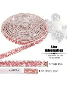 4 Rolls Resin Rhinestone Bling Ribbons Self Adhesive Diamond Crystal Ribbon Roll Glitter Resin Diamond Belt Ribbon For DIY Art Crafts - Multicolor - View 2