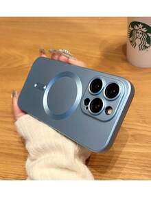 1 Piece Magnetic Phone Case, Magnetic Induction Slim Phone Case, Compatible With IPhone 16/16Pro/16Plus/16ProMax - Baby Blue - View 5