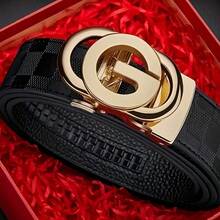 男士奢华自动扣皮带 - 可调节，时尚商务休闲风格，金属扣，是夏季、秋季、万圣节和秋冬季的理想礼物之选，适合青少年、青年、男士，休闲、户外、运动、度假、毕业、生日、日常穿着。 - 彩色 - 查看 4