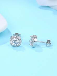 2 pièces Boucles d'oreilles à tige élégantes et luxueuses en argent sterling 925 avec moissanite unique de 50 points, conviennent aux femmes pour un usage quotidien, des banquets et comme cadeau pour la fête des mères, dans Boucles d'oreilles diamantées