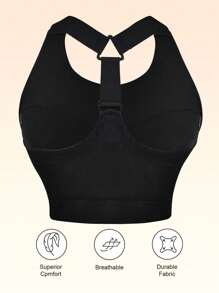 Plus Size Women Y-Back Sports Bra, Adjustable Straps, Quick-Dry Breathable, Low-Impact, Suitable For Daily Wear, Gym, Workout