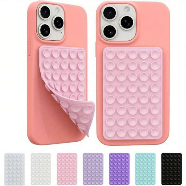 1pc Silicone Suction Cup Phone Mount, Hands-Free Mobile Stand, Airplane Travel Essential, Compatible With Any Smartphone For Selfies And VideosSilicone Suction Cup Phone Mount.Silicone Suction Phone Case Mount, Silicon Adhesive Phone Accessory For Smartphones, Hands-Free Mirror Shower Phone Holder For Selfies,Videos