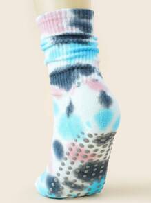 1 Paar / 4 Paar bunte Batik Mittelfuß Yoga Socken für Frauen, eleganter Retro-Stil für Pilates, Yoga, Gym, Zuhause, rutschfeste Silikonpunkte an der Unterseite, atmungsaktiv für alle Jahreszeiten