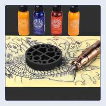 ATOMUS 1pc Round 12-Hole Silicone Lid Vertical Tattoo Ink Cup Paint Cup Tattoo Machine Pen Holder Tattoo Machine Accessory - Black - View 4